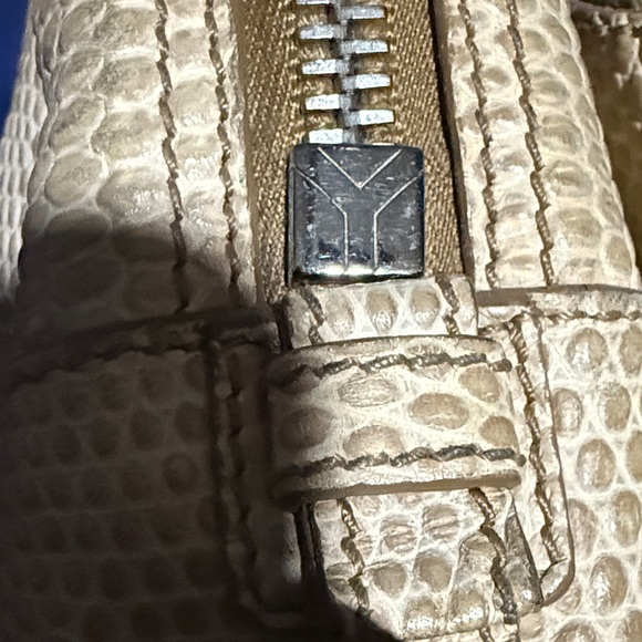 Yves Saint Laurent Beige Lizard Embossed Leather Obi Satchel Bag - Picture 8 of 15